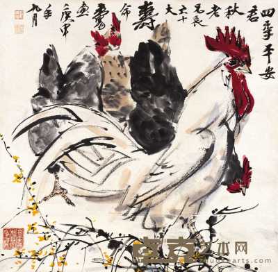 黄胄 庚申（1980）年作 四季平安 镜心 77×79cm